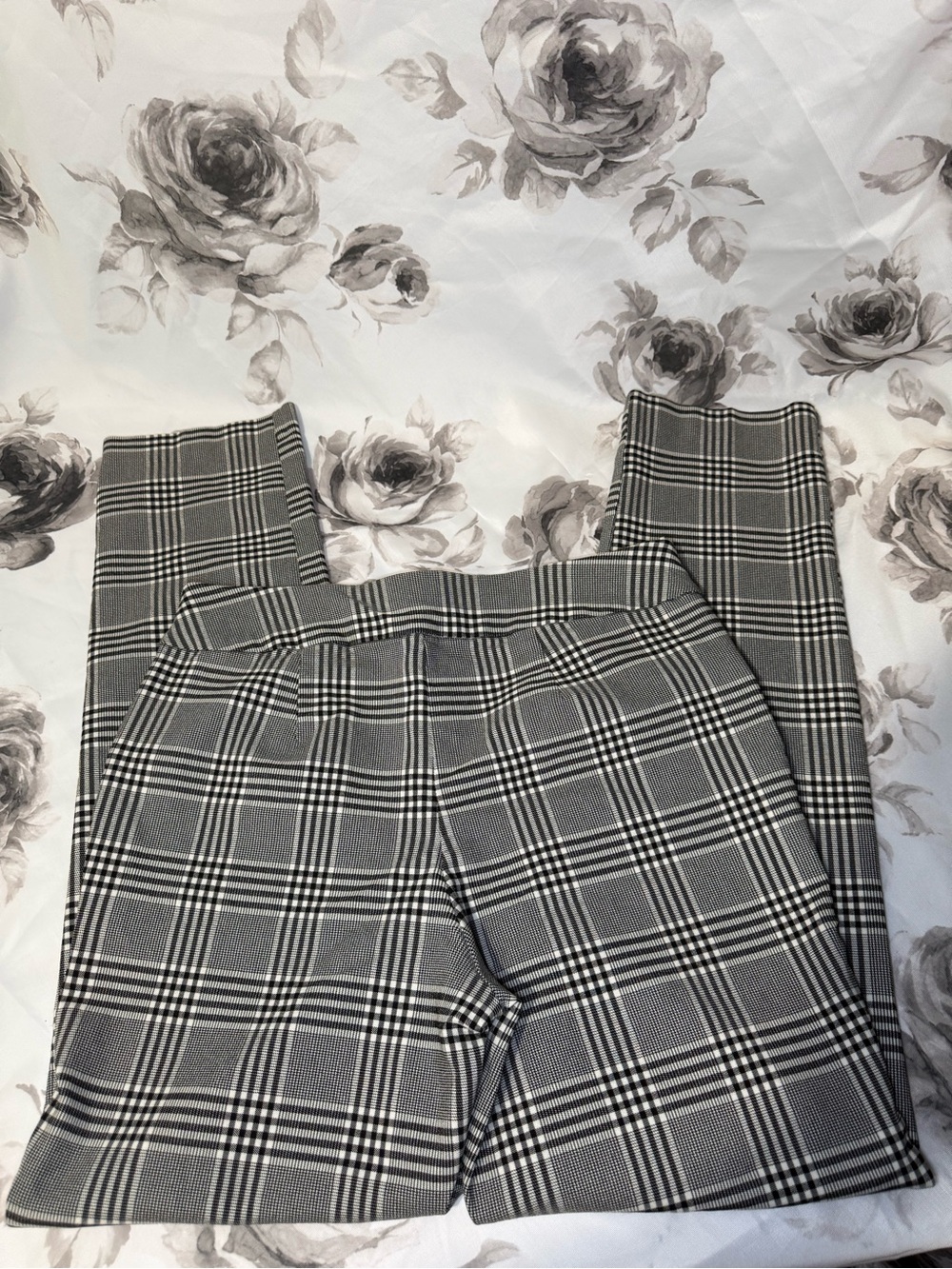 Talbots Black and Gray Plaid Straight-Leg Pants